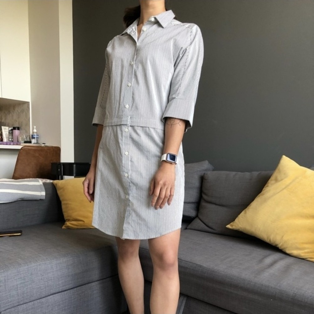 VETTA Capsule Convertible Shirt Dress Crop Top S Striped 2-in-1 Minimalist NWOT